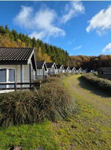 a row of houses in a row on a field at Riis Feriepark in Give
