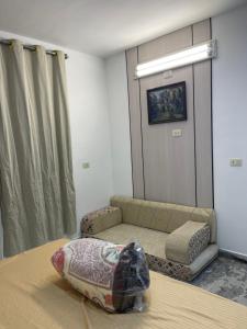a room with a couch and a living room with a couch at درة عبين الدور الارضي 2 in ‘Ibbīn