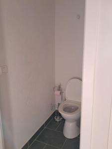 a bathroom with a white toilet in a room at Clos des mimosas in Monflanquin +11 photos