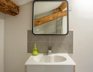 a bathroom with a sink and a mirror at Maison de l'Orb in Cessenon +14 photos