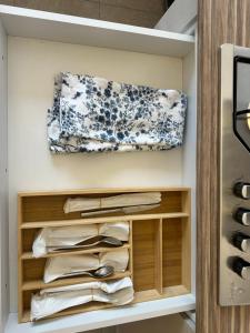 a drawer filled with utensils in a kitchen at Loteria Mexicana in Senecú