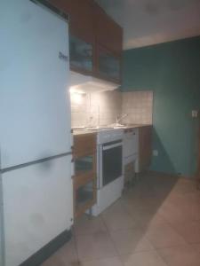 a small kitchen with a sink and a refrigerator at Gamlevegen in Fagernes