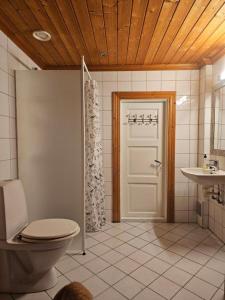 a bathroom with a toilet and a sink at Gamlevegen in Fagernes
