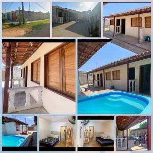 a collage of pictures of a house and a swimming pool at Varanda encontro do mar in Marechal Deodoro