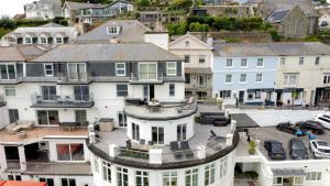 an aerial view of a city with buildings at No 21 The Salcombe in Salcombe