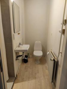 a small bathroom with a toilet and a sink at JP Apartment Floor 1 in Grindsted