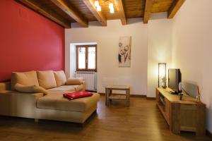 a living room with a couch and a tv at Alojamientos Rurales Apezarena in Izalzu