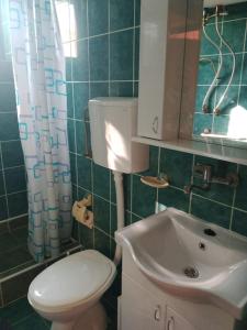 a bathroom with a white toilet and a sink at LAVRNIĆ in Apatin +7 photos