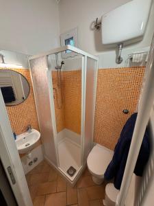 a bathroom with a shower and a toilet and a sink at Villa il Lauro in Pisa +28 photos