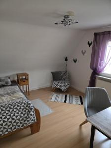 a bedroom with a bed and a chair and a table at Sebol in Immendingen