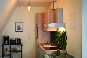 a kitchen with a sink and a counter top at Ostsee43 - Apartment Ole in Rostock