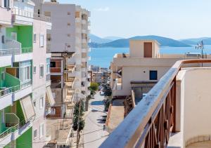 an aerial view of a city with buildings at The Eden Hotel in Sarandë