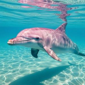 a purple dolphin swimming in the water at Dolphin Apt & Studios -Near the Beach in Roda