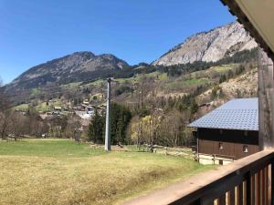 a view of a mountain from a balcony of a house at Abondance appartement 4 pers in Abondance