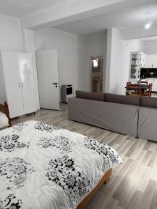 a bedroom with a bed and a couch at Villa71 in Pogradec