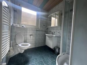 a bathroom with a toilet and a sink at Chalet Villa Josi Superior Appartement 11 in Leutasch +12 photos