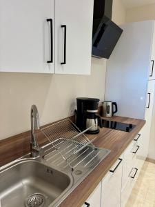 a kitchen with a sink and a counter top at Vichy Cosy T2 plein centre, thermes et parcs in Vichy