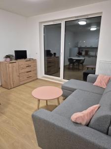 a living room with a couch and a table at Włocławek Saperska in Włocławek