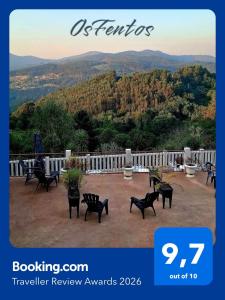 avisor picture of a patio with benches and a view at Os Fentos in Pontevedra