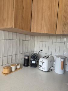 a kitchen counter with a toaster and other appliances at Estancia del Sol in Putúe