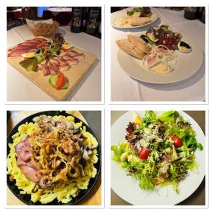 a series of four pictures of plates of food at Hotel-Restaurant Maien in Todtmoos