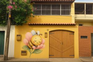 a building with a bee painted on the side of it at Casa de Mainha in Salvador