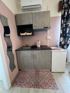 a small kitchen with a sink and a stove at Monolocale Pink Borgo Roma GB Rossi friendly Verona in Verona