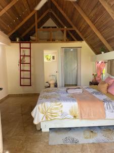 a bedroom with a large bed in a room at Dreamvilles Ecovillage Bed and Breakfast near Playa Aserradero in Las Galeras