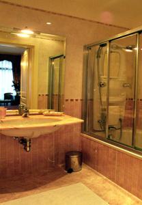 a bathroom with a sink and a shower at Casa Pisani Canal in Venice
