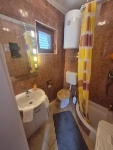 a bathroom with a sink and a toilet and a shower at Apartmani Mia in Karlobag +28 photos