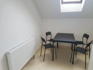 un tavolo nero con sedie in una stanza di Ubytování Žižkova Pacov a Pacov