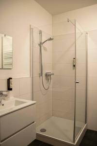 a bathroom with a shower and a sink at Sophienhof in Bad Berka +27 photos