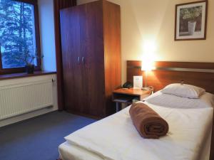 Postel nebo postele na pokoji v ubytování Hotel Cvilín
