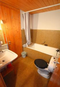 a bathroom with a toilet and a tub and a sink at Antares 006 au centre a Anzere in Anzère
