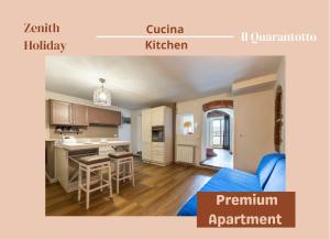 a room with a kitchen and a living room at Centro storico - 2 min da Piazza Grande - Free Parking in Arezzo