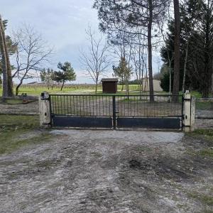 a gate in a field with a field behind it at Appartement Marilou in Pompiey +5 photos