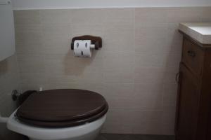a bathroom with a toilet and a toilet paper dispenser at Il Borgo civ 25 in Paola