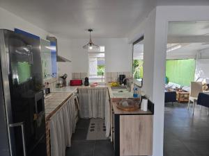 a kitchen with a sink and a counter top at Maison Désirée in Sainte-Anne