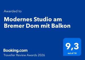 a blue sign with the words mormons studio am herner donnut ballon at Modernes Studio am Bremer Dom mit Balkon in Bremen