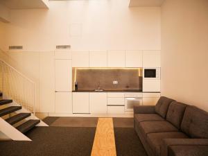 a living room with a couch and a sink at The Grand Garden Loft in Pamplona