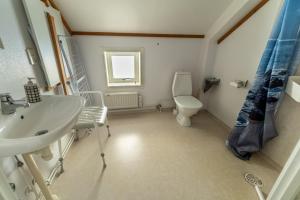 a bathroom with a sink and a toilet at Öje Vandrarhem & Turistgård in Östra Öje