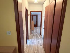 a hallway of a room with wooden floors and doors at Apartment Alex in Hildesheim +6 photos