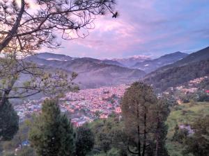 a view of a town in the mountains at Himalaya View Resort in Barkot