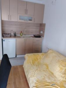 a small kitchen with a bed in a room at Apartman Iva in Soko Banja