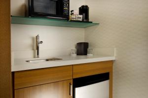a kitchen counter with a sink and a microwave at SpringHill Suites Alexandria in Alexandria