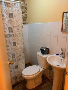 a bathroom with a toilet and a sink at Hospedaje Rios in Osorno