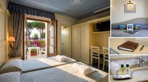 a hotel room with a bed and a bathroom at Hotel Poseidon in Terracina +25 photos
