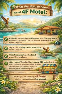 a flyer with a picture of a hotel at 4F Motel and Homestay by LTS in Pantai Cenang
