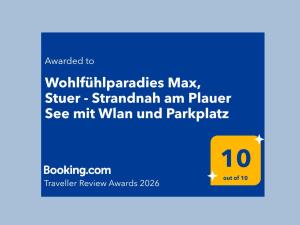 a screenshot of a cell phone screen with a yellow box at Wohlfühlparadies Max, Stuer - Strandnah am Plauer See mit Wlan und Parkplatz in Stuer