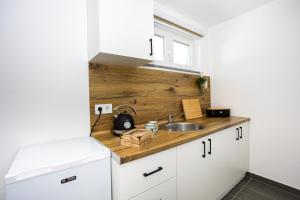 a kitchen with a sink and a counter top at Sarajevo Boutique Studios in Sarajevo +16 photos